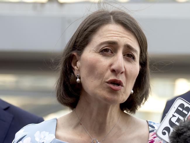 New South Wales Premier Gladys Berejiklian makes an announcement at a media conference in Chatswood, Monday, January 14, 2019. Australia's first driverless metro train completed it's first journey along the entire length of Sydney's new $8.3 billion Metro Northwest railway line today. (AAP Image/Jeremy Piper) NO ARCHIVING