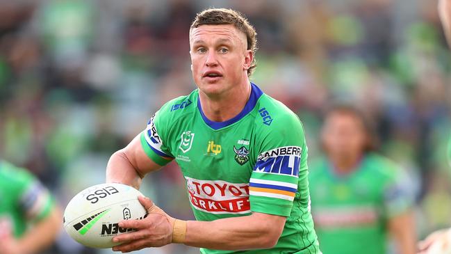 CANBERRA, AUSTRALIA - JULY 23: Jack Wighton of the Raiders in action during the round 19 NRL match between the Canberra Raiders and the New Zealand Warriors at GIO Stadium, on July 23, 2022, in Canberra, Australia. (Photo by Mark Nolan/Getty Images)