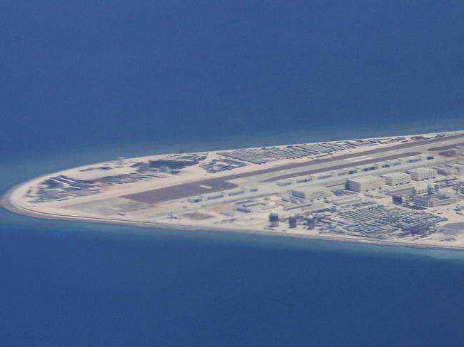 A 2017 picture of development on China's man-made Subi Reef in the Spratly islands in the South China Sea. Picture: AP