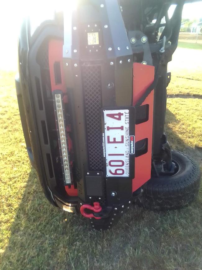 The flipped car left on Mundingburra soccer field. Picture: Supplied