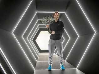 Andy Murray of Britain celebrates his victory and new ATP number one position after winning the men's single final match at the Paris Masters. Picture: CHRISTOPHE PETIT TESSON