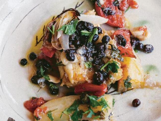 This baked cod recipe comes from Kalamata.