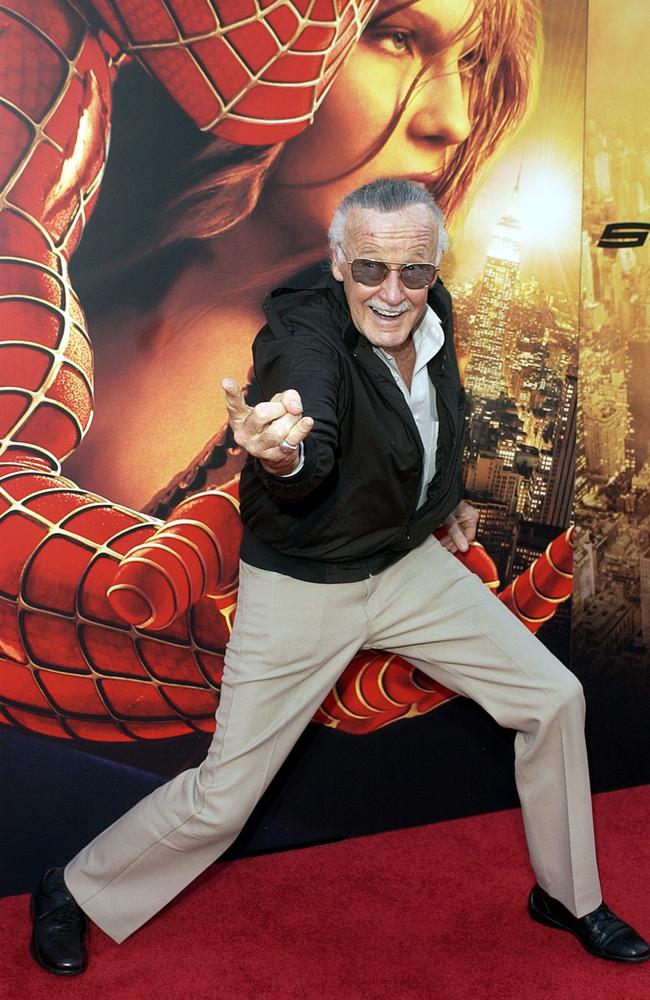 Spider-Man creator and Spider-Man 2 executive producer Stan Lee poses for photographers at the premiere of Spider-Man 2 in Los Angeles. Picture: AP