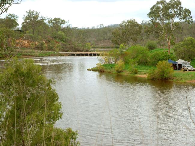 The Calliope River and camping grounds where Rachel Shardlow 10YRS was stung by a Box jellyfish just before Christmas. The attack happened 100m upstream from the Old Calliope Bridge.