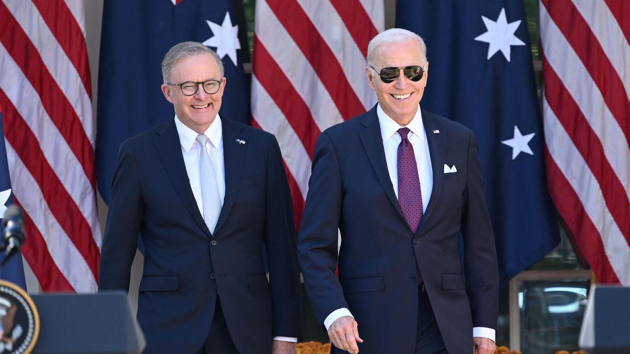 US President Joe Biden and Australia's Prime Minister Anthony Albanese held a joint press conference at the Rose Garden of the White House. Photo: SAUL LOEB / AFP