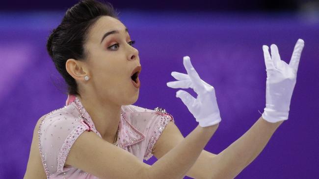 Kailani Craine of Australia performs during the women's short program figure skating in the Gangneung Ice Arena.