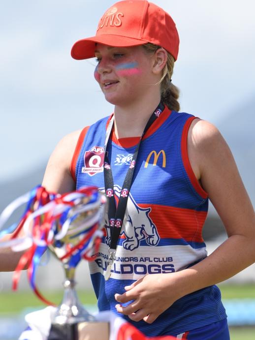 Tylah Vis of the Centrals Trinity Beach Bulldogs won the best on ground for the Under 15 Girls AFL Cairns grand final. Picture: Supplied