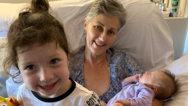 South East woman Tanya Mourbey with her two granddaughters Imogen, 2 and Everly, 3 months after her cancer diagnosis. Picture: Alyce Pearce-Raisin