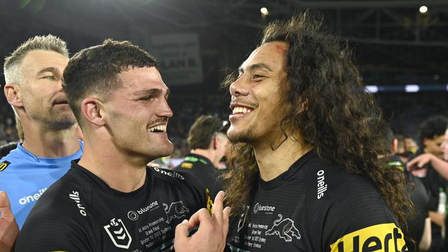 (L-R) Nathan Cleary and Jarome Luai.