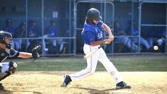 Surfers Paradise batter Jerry Lacayo swings at a ball in his team’s Greater Brisbane League match against the Windsor Royals. Picture: John Gass