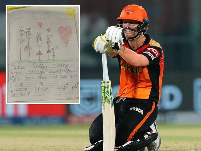 David Warner and his daughter Ivy's drawing.