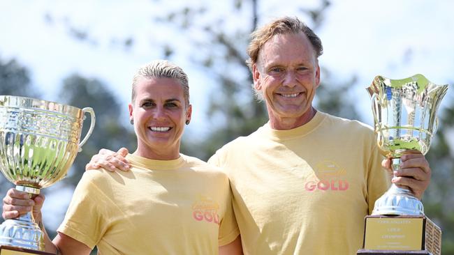 Former winners Hayley Bateup and Guy Leech ahead of the 40th Anniversary Coolangatta Gold