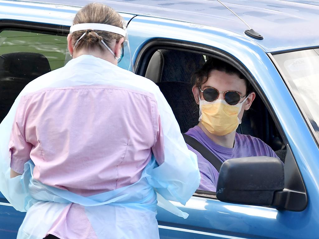 Motorists have stopped into drive-through testing sites on their way home. Picture: Bradley Kanaris/Getty Images