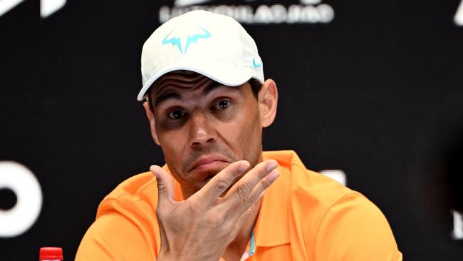 Rafael Nadal speaks to the media ahead of the Australian Open. Picture: Saeed KHAN / AFP