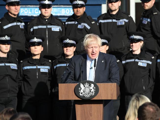 Boris Johnson’s appearance at a Yorkshire police academy ‘felt like a campaign stop”, said some media commentators. Picture: Getty Images.