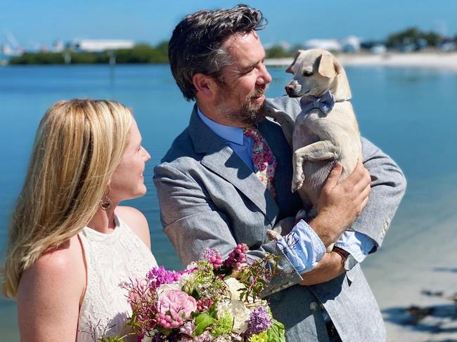 Harriet Dyer and Patrick Brammall on their wedding day.