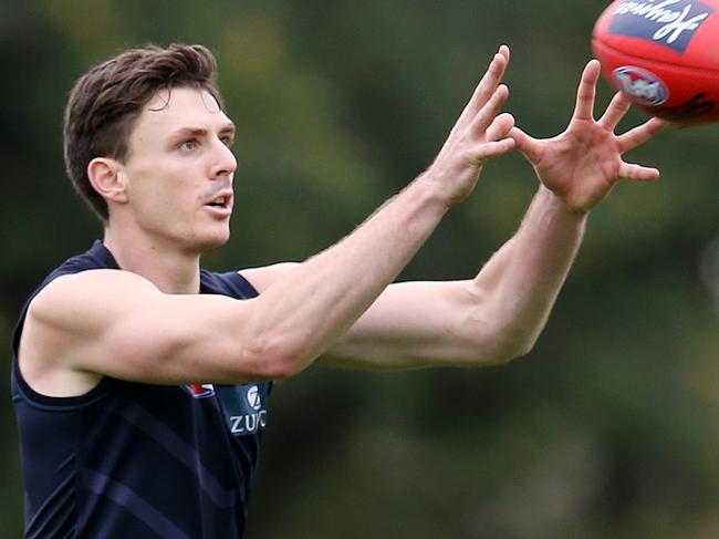 Melbourne training at Gosh's Paddock.  Melbourne's Jake Lever      . Pic: Michael Klein