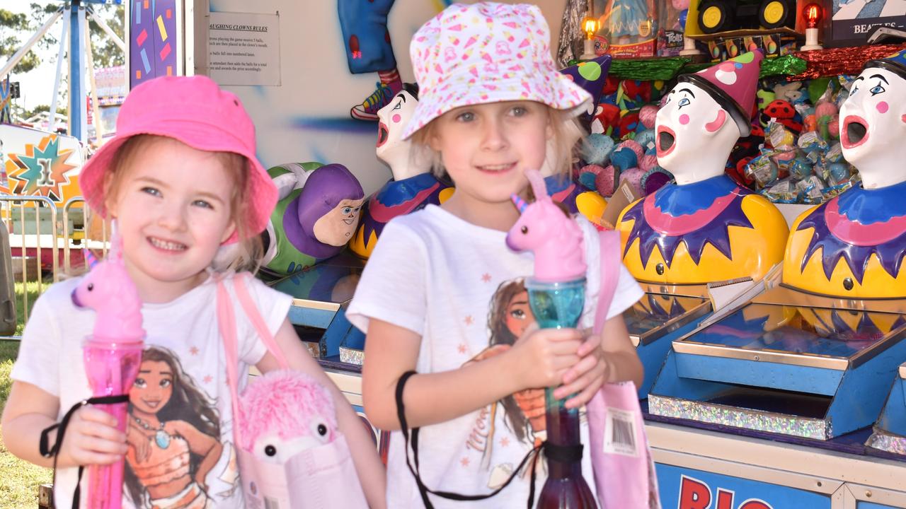 Isabelle and Abigail Anthony of Cannonvale took home plenty of goodies from Show Whtsunday on Friday. Picture: Kirra Grimes