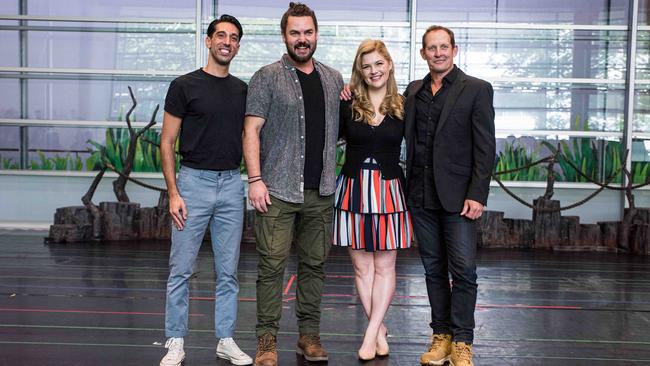 The Shrek cast also includes Nat Jobe and Todd Mckenney pictured with Ben Mingay and Lucy Durack. Picture: Flavio Brancaleone)