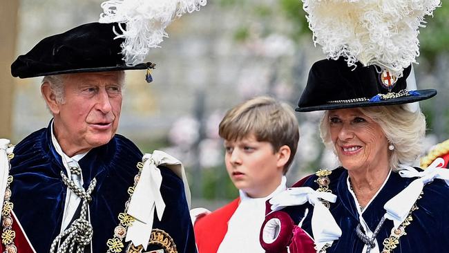 Charles and Camilla step out in full regalia for Garter Day this week. Picture: TOBY MELVILLE / POOL / AFP