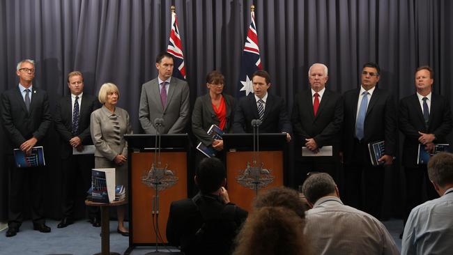 The 2013 press conference in Canberra. Photo: Gary Ramage.