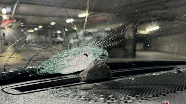 A rock smashed a windscreen at South Wentworthville.