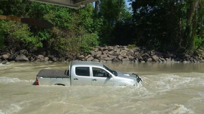 The stranded ute in East Alligator River.