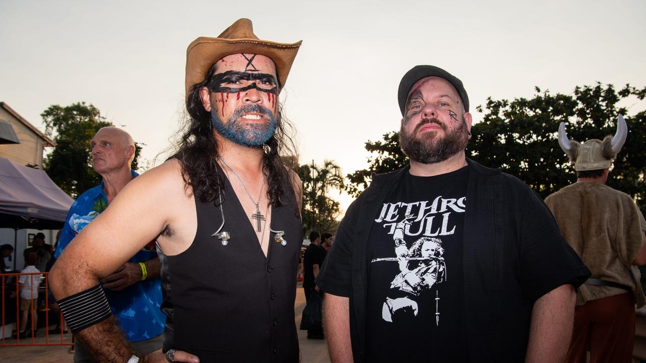 Scotty Murphy and Fletcher Kane Bowman at the 2024 Dinah Beach Viking Funeral. Picture: Pema Tamang Pakhrin