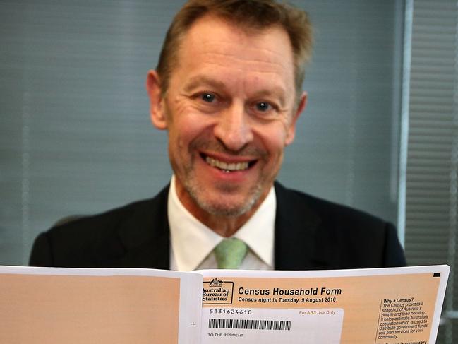Australian Statistician David Kalisch head of the Australian Bureau of Statistics in Canberra with a Census form.Picture Kym Smith