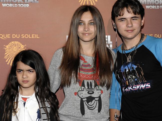 Blanket Jackson, Paris Jackson, and Prince Michael Jackson at the opening night of the Michael Jackson The Immortal World Tour in 2012. Picture: AP