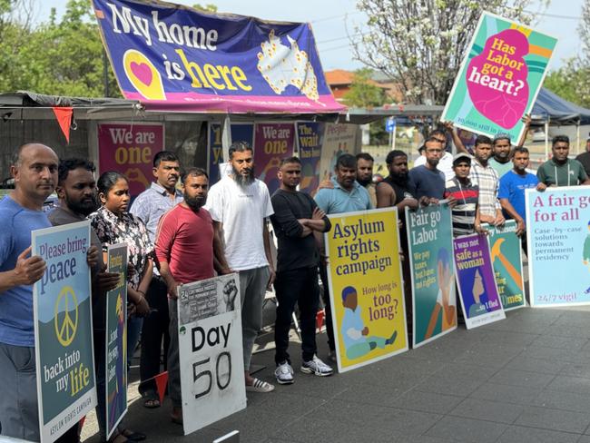 Protesters have been gathering outside Immigration Minister Tony Burke's office in Punchbowl to demand permanent protection for refugees left “in limbo" for years. Picture: Amaani Siddeek