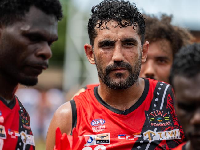 Marlion Pickett playing for the Tiwi Bombers against Southern Districts in Round 16 of the 2024-25 NTFL season. Picture: Pema Tamang Pakhrin