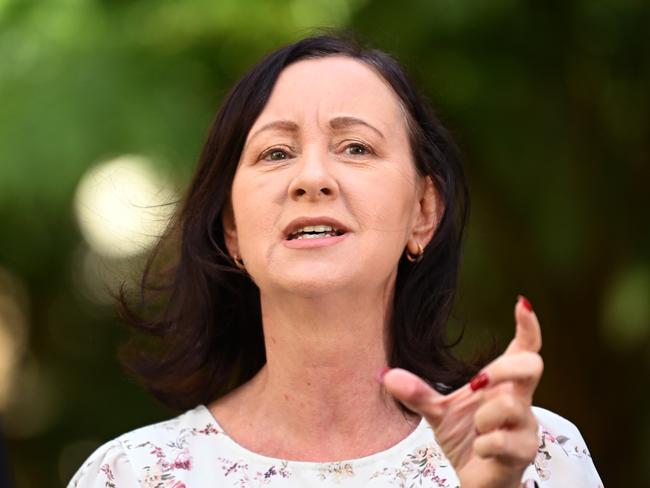 BRISBANE, AUSTRALIA - NewsWire Photos - FEBRUARY 8, 2022.Queensland Health Minister Yvette D'Ath speaks during a press conference at Parliament House to provide a Covid update.Picture: NCA NewsWire / Dan Peled