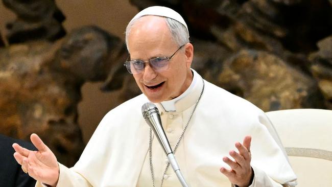 The 69-year-old gave an 11-minute address to thousands of international media who packed into the Vatican’s Paul VI Hall on Monday. Picture: AFP
