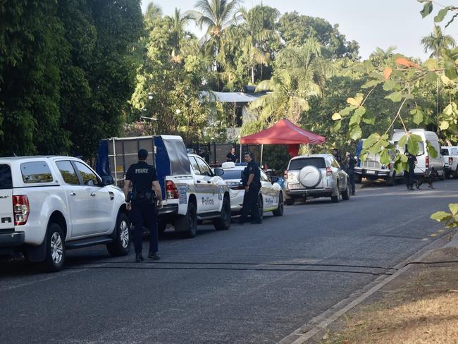 Police on the scene of a siege in Gardenia Street in Nightcliff. Picture: Sierra Haigh