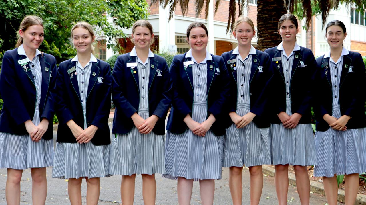 St Ursula's College students Ellie Barrett, Chloe Miles, Annabelle Ford, Madeline Reeves, Eve Tague, Caitlin Jones and Charlotte Doljanin were selected as the school's 2023 captains. Tuesday, March 14 2023. Picture: supplied.