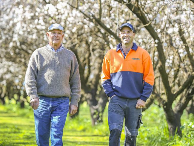 Ian and David Keens of Manna Farms - Australia's largest producer of biodynamic almonds. Manna Farms also farm citrus and avocados on its total 520ha across five properties – largely adjoining – in the Nangiloc and Colignan area.
