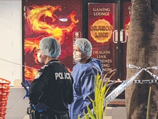 Police at the scene of the alleged fatal stabbing of young father Raymond Harris on September 23, 2020 in the midst of the Surfers Paradise tourism hub.