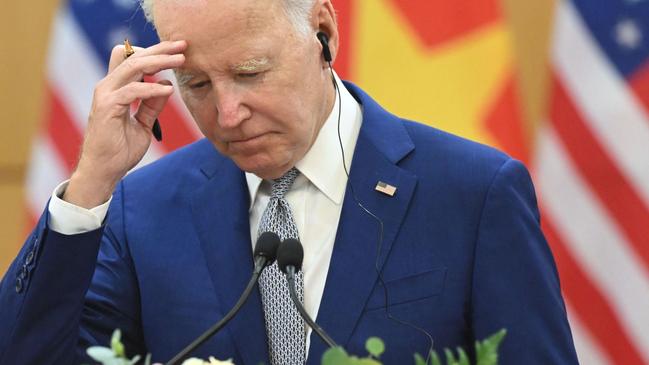 President Joe Biden’s rambling press conference in Vietnam was cut short by White House staff. Picture: Getty Images