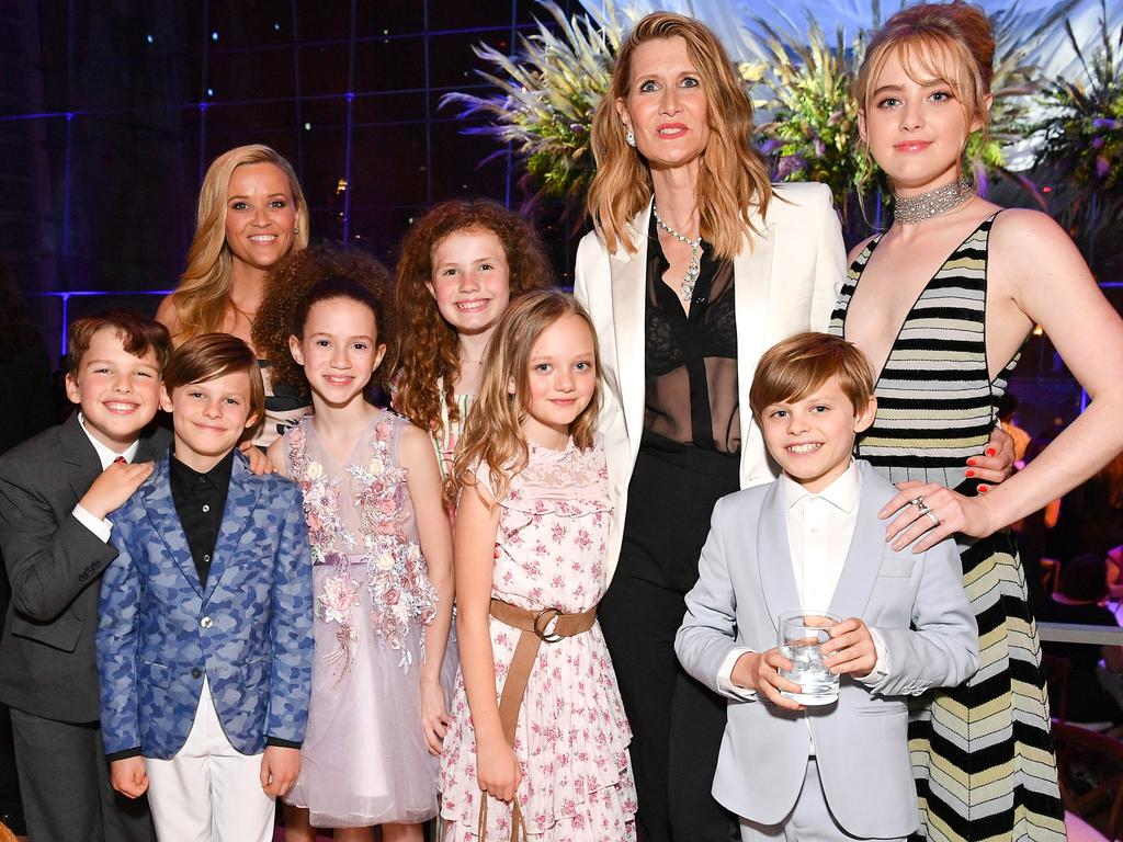 The young stars of Big Little lies with Reese Witherspoon, Laura Dern and Kathryn Newton. Picture: Getty Images,)