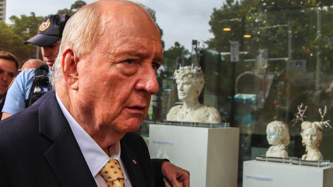 Alan Jones at Sydney’s Downing Centre Local Court in December. The once-untouchable king of the Sydney airwaves faces 35 charges of sexual misconduct. Picture: Getty Images