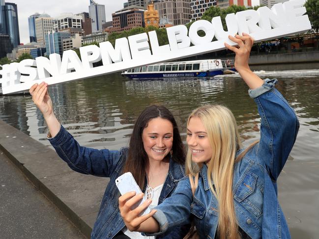 #Snapmelbourne campaign starting tomorrow. Ella de Graaf, 15, and Brianna Willey, 16. Picture: Alex Coppel.