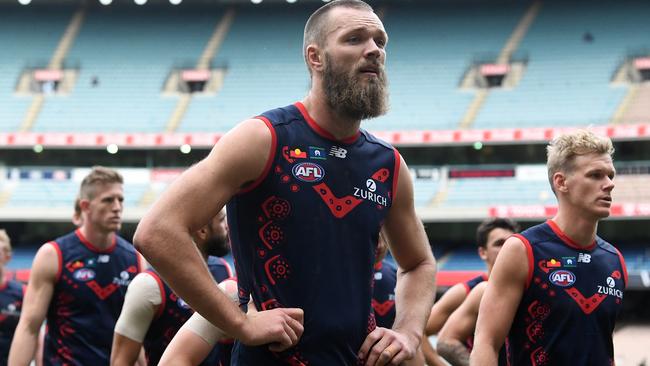 Max Gawn leaves the MCG after another loss.