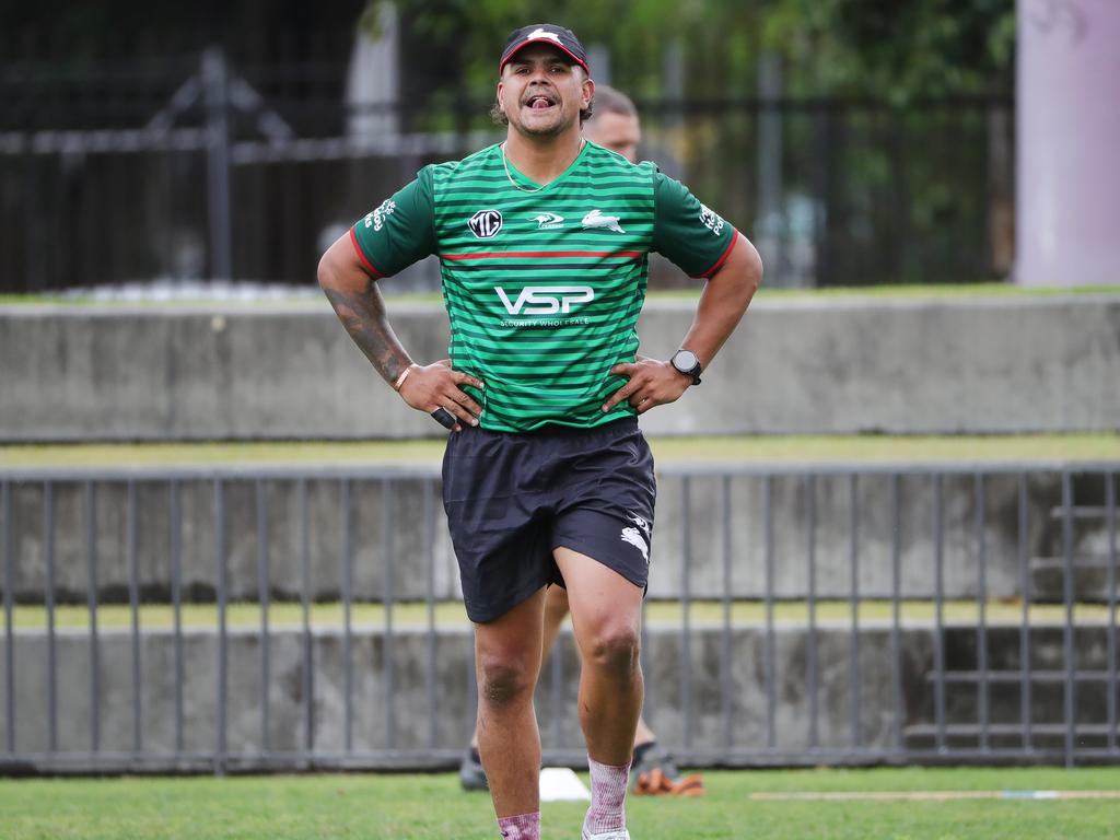 Latrell Mitchell in his return to Rabbitohs training at Redfern Oval. Picture: Rohan Kelly