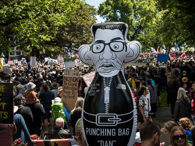 Protesters rally against mandatory Covid vaccines. Picture: Getty Images