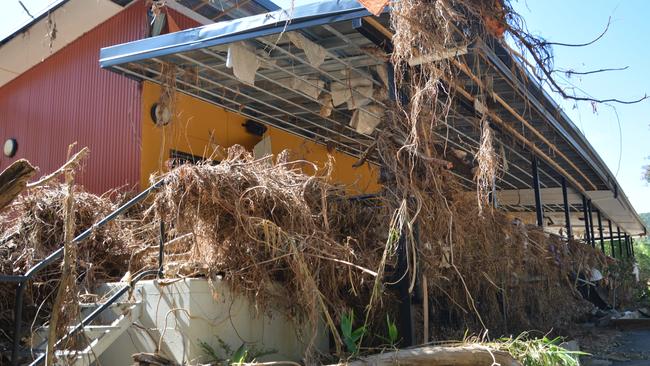 The remains of the Bana Yirriji Art and Cultural Centre and cafe at Wujal Wujal after the flood that peaked on December 17. Picture: Bronwyn Farr