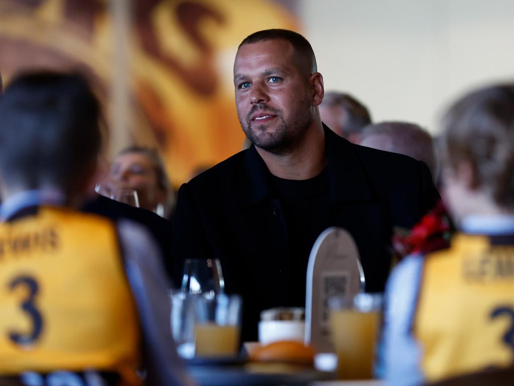 Lance Franklin ahead of the game between Hawthorn and Sydney. Picture: Michael Willson/AFL Photos via Getty Images)