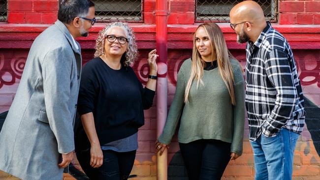 Joel Ken, left, Rebekah Osborne, Tjunkaya Ken and Aaron Ken are suing the state government over the death of their father, Kenneth Ken, at Yatala Labor Prison. Picture Matt Turner.