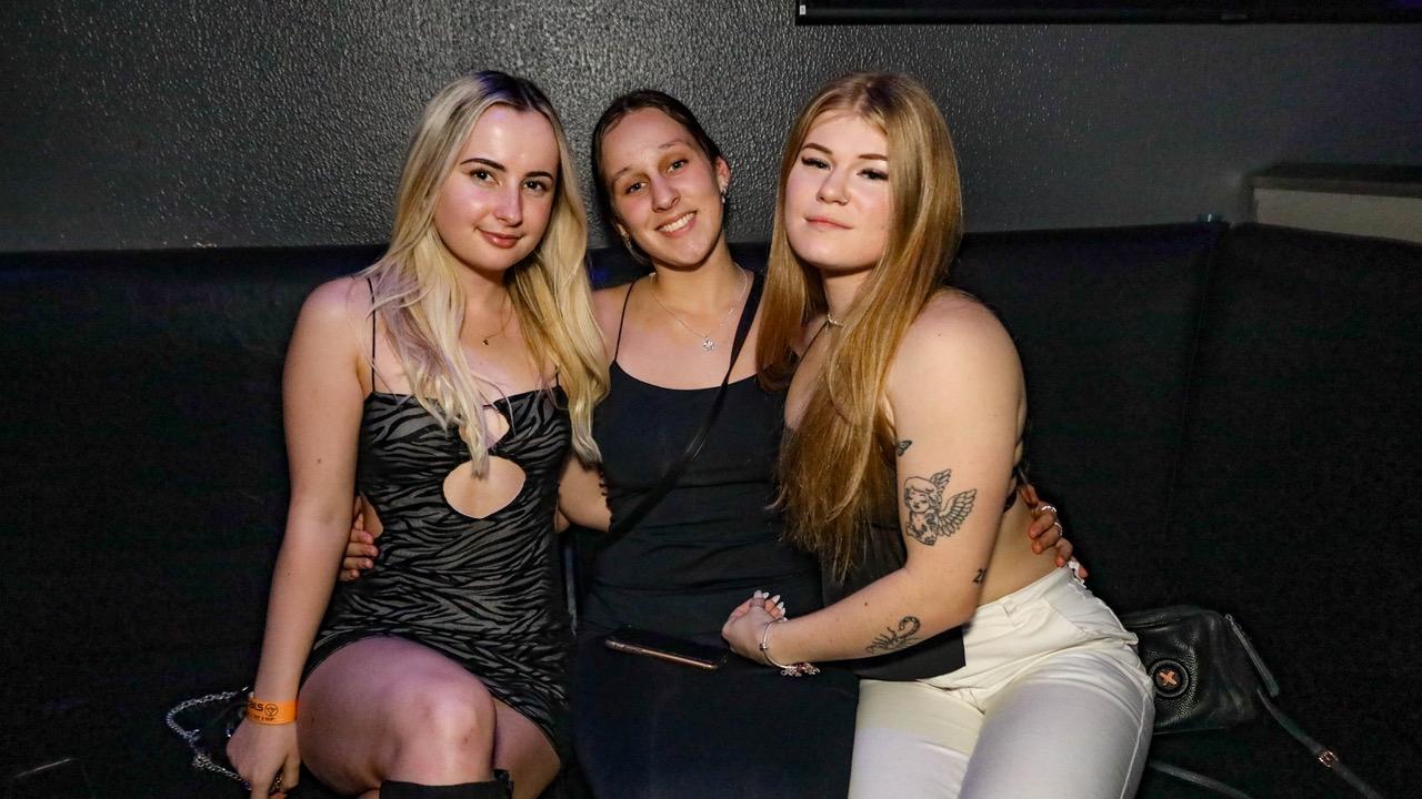 Aimee Wattam, Holly Richards-Etchells, and Taylah Allen at Cocktails Nightclub. Picture: Kitt O'Halloran