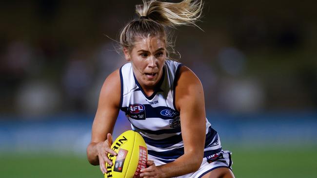 Rebecca Webster of the Cats in action. Picture: Getty Images